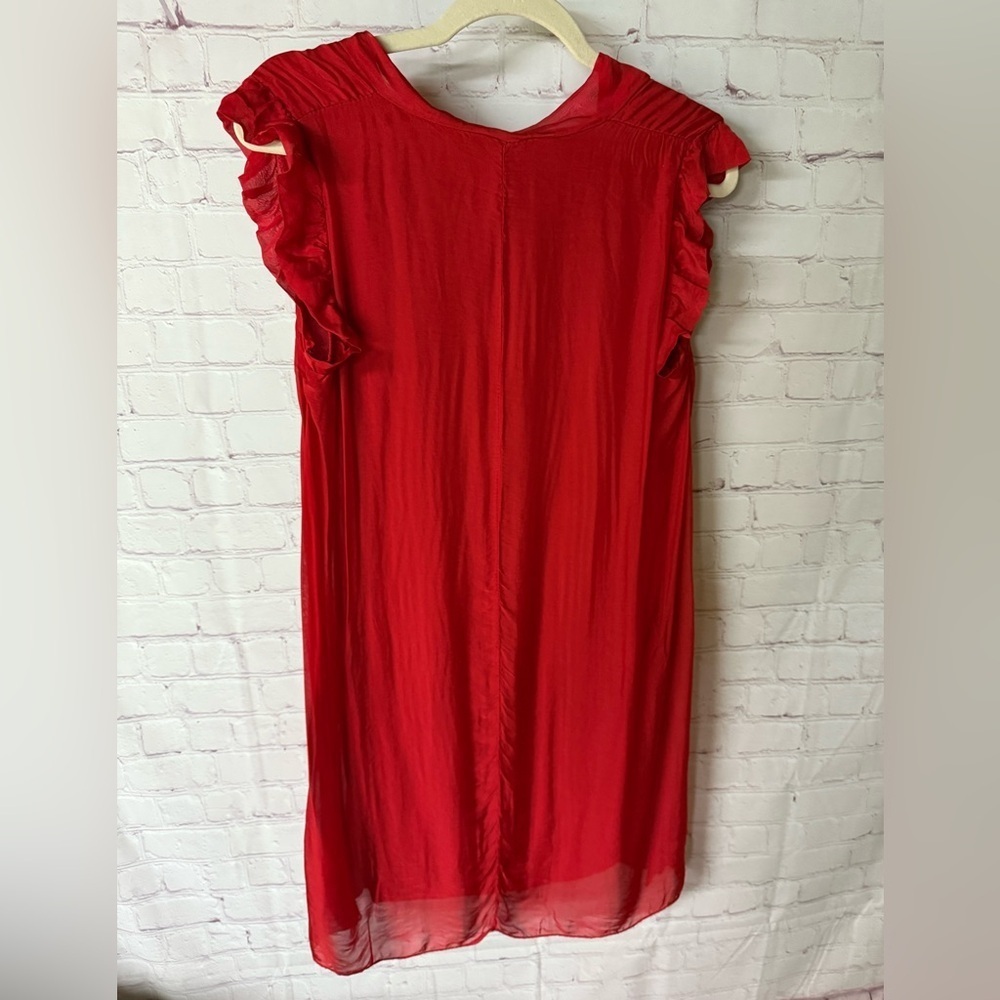 Bellambra Silk Blend NEW Italian Red Midi Dress Event Vacation Luxe Feminine S - Picture 3 of 7